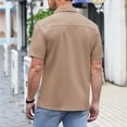 thumbnail image 7 of Baqcunre Graphic Tees Men New Men'S Casual Buckle Short Sleeved Loose Fitting Beach Roman Knit Shirt Top Short Sleeve Button Down Men Tops For Men Khaki XXL, 7 of 7