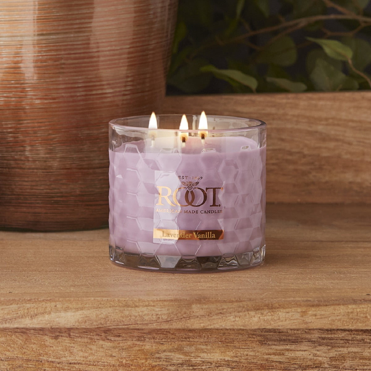 ROOT Candles 12 oz 3-Wick Signature Honeycomb filled Jar. Scent: Lavender Vanilla