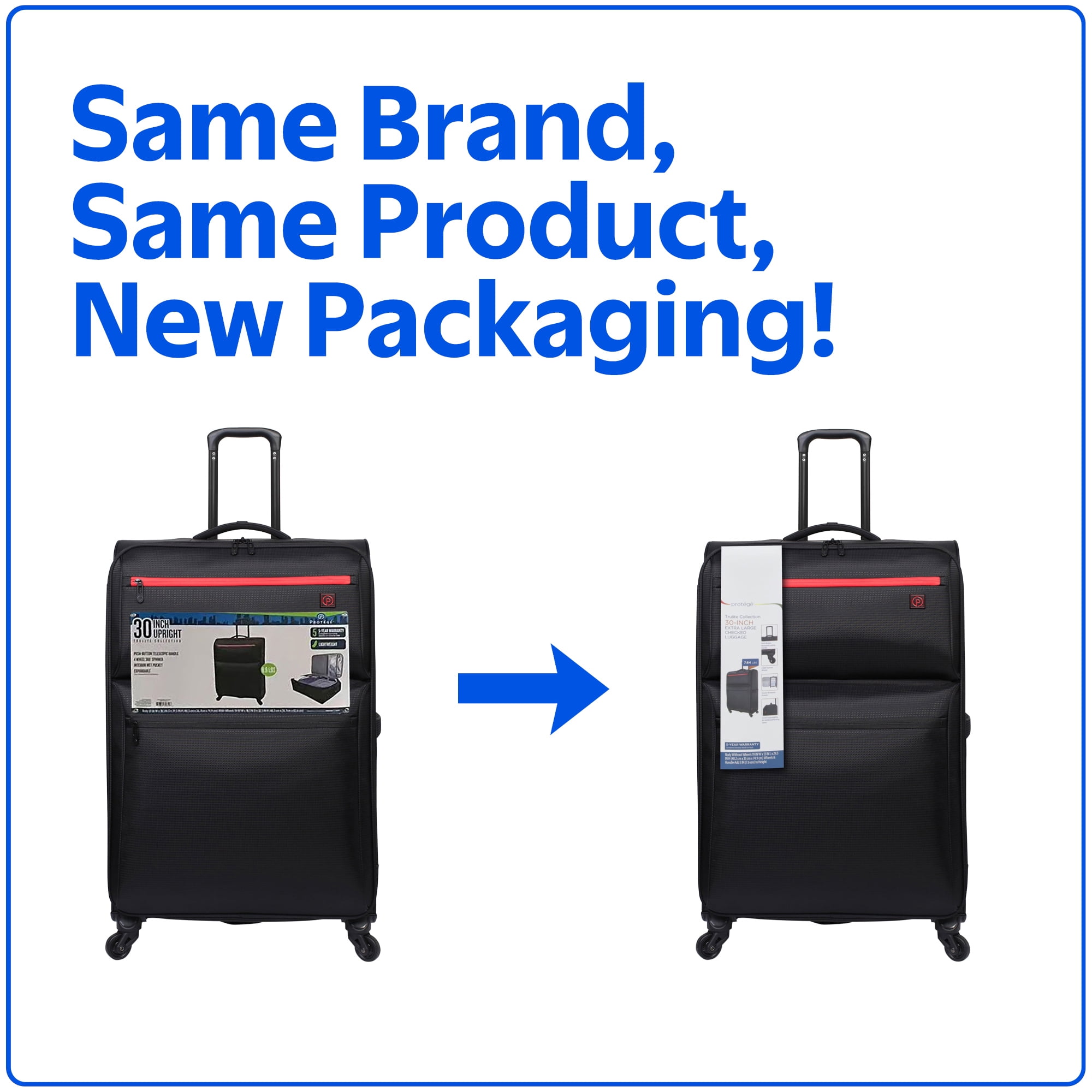 (2 pack) Protege Trulite 30" Softside Upright Luggage, Black