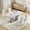 5-Piece Set, variant on 5-Piece Dining Table Set for 4, 69" Rectangular Faux Marble Table, Stainless Steel Double Column Base, Velvet Nailhead Accent Chairs for Dining Room Office
