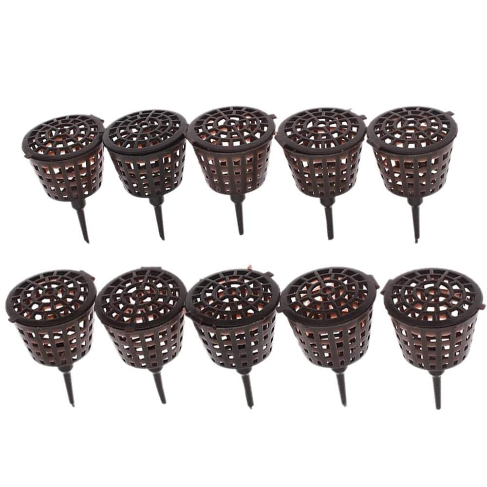 20 Pieces Brown Plastic Fertilizer Mesh Basket with Lid Planting Food