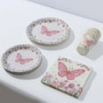 thumbnail image 2 of Efavormart 96 Pcs White Pink Butterfly Print Disposable Dinnerware Set, Paper Plates Cups Napkins Party Supplies, 2 of 11