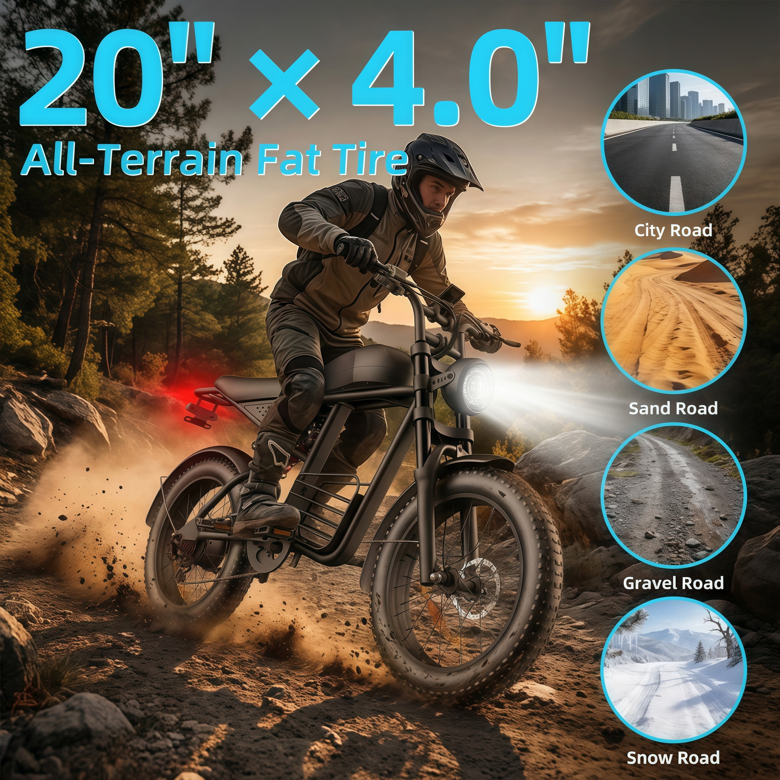 Kvaileqx Electric Bike for Adults, 1500W E-Mountain Bike, 35MPH, 40-60 Miles Range, 48V 20AH, 20" Fat Tire off-road Ebike, UL2849