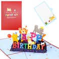 thumbnail image 1 of Tarjeta de cumpleaños Hoojoot 3D desplegable para amantes de los gatos con sobre y nota, 1 of 7
