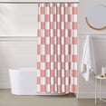 thumbnail image 6 of Shower Curtain, Groovy 70s vintage pink white Grid Waterproof Fabric Plastic Shower Curtain, Drying Fast Bathroom Curtain with 9 Buttonholes, Ruffle Shower Curtain 60x72in, 6 of 8
