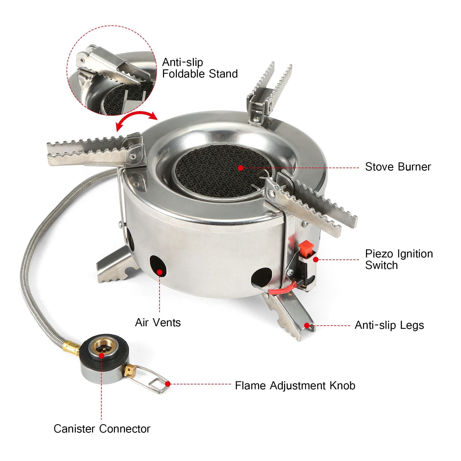 6000W Windproof Camping Gas Stove with Piezo Ignition