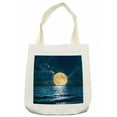 thumbnail image 1 of Ocean Tote Bag, Super Moon over Ocean Surface Midnight View Dreamy Mystic Picture Print, Cloth Linen Reusable Bag for Shopping Books Beach and More, 16.5" X 14", Cream, by Ambesonne, 1 of 2