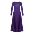 thumbnail image 3 of Oyolan Girls Kids Girls Long Sleeve Priase Dance Dress Long Sleeve Praise Dress For Girls Girls Purple 16, 3 of 5