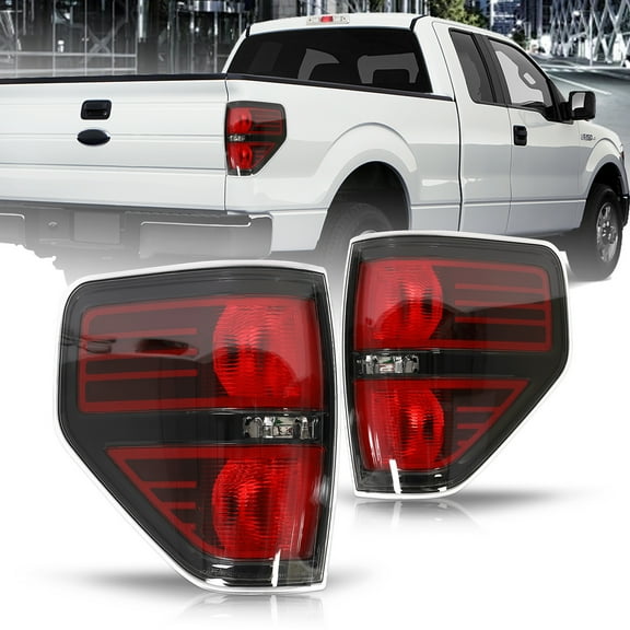 F150 Tail Light Compatible with 2009 2010 2011 2012 2013 2014 Ford F-150 Pickup Truck Smoked Rear Brake Lamp Taillight (Passenger And Driver Side)