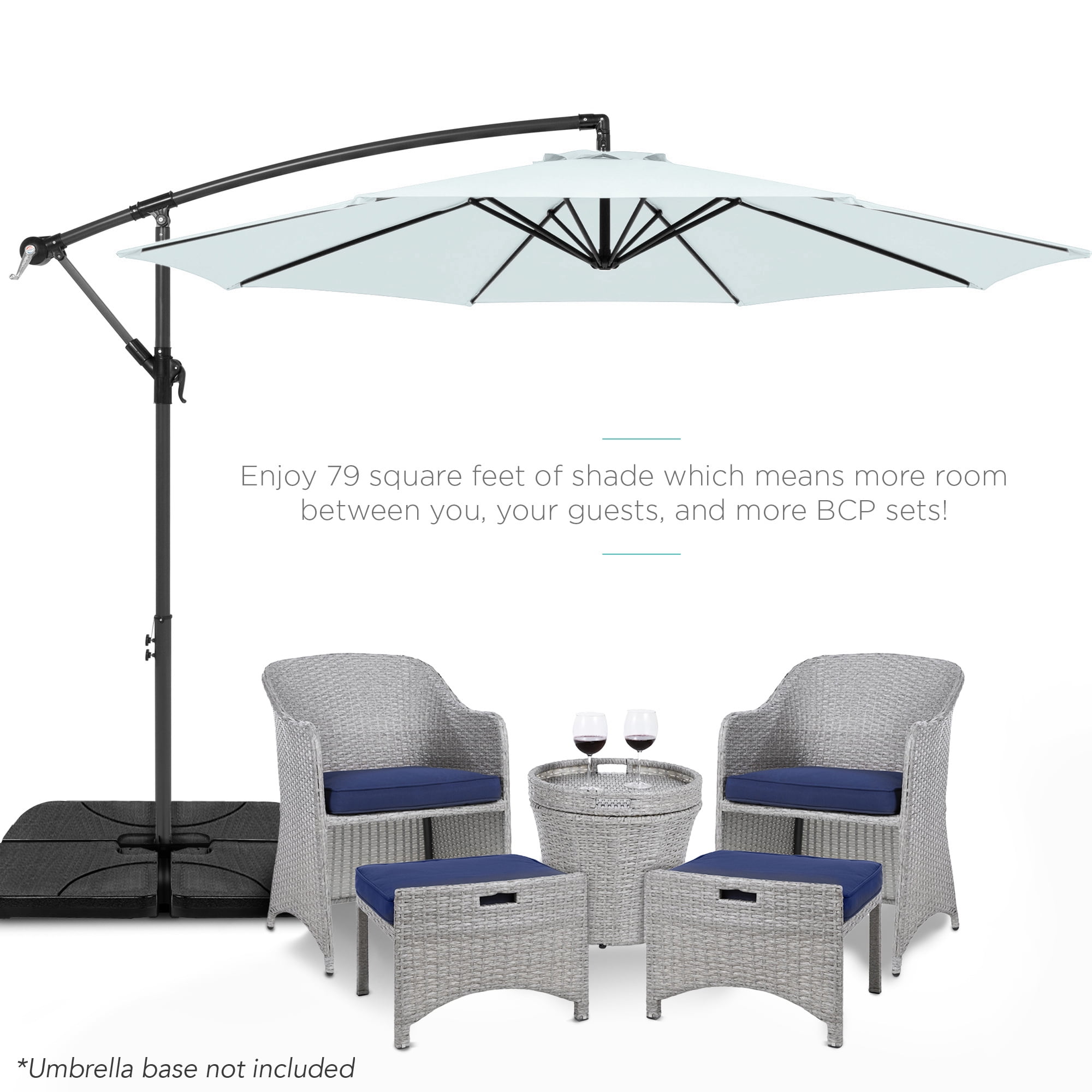 Best Choice Products 10ft Offset Hanging Outdoor Market Patio Umbrella w/ Easy Tilt Adjustment - Sky Blue