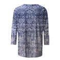 thumbnail image 5 of Black and Friday Deals 2023 Cotonie Women's Coloured Printed T-shirt 3/4 Sleeves Pullover Round Neck Blouse 2023 Trendy Casual Tops,Blue,S, 5 of 5