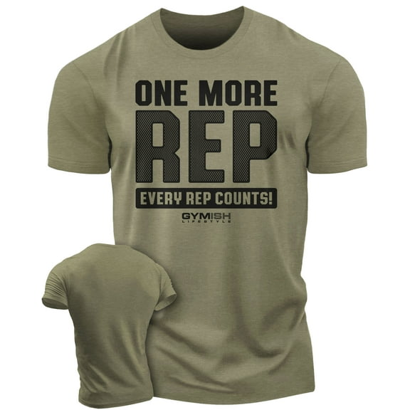 Gymish One More Rep Workout T-Shirt for Men – Funny Gym Shirt, Men's Athletic Tee, Lifting T-Shirt, Workout Clothes for Men, Fitness Training Apparel