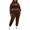 Brown, variant on Women's Plus Size 3 Piece Outfits Solid Color Long Sleeve Crop Hoodie U-Neck Tank Top High Waisted Drawstring Jogger Sweatpants Tracksuit Lounge Set