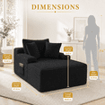 thumbnail image 6 of 67" Corduroy Boneless Chaise Sofa Couch for Living Room, Wide Armrest Lounge Chair, Indoor Oversized Sleeper Sofa Bed, No Assembly Required, Black, 6 of 9