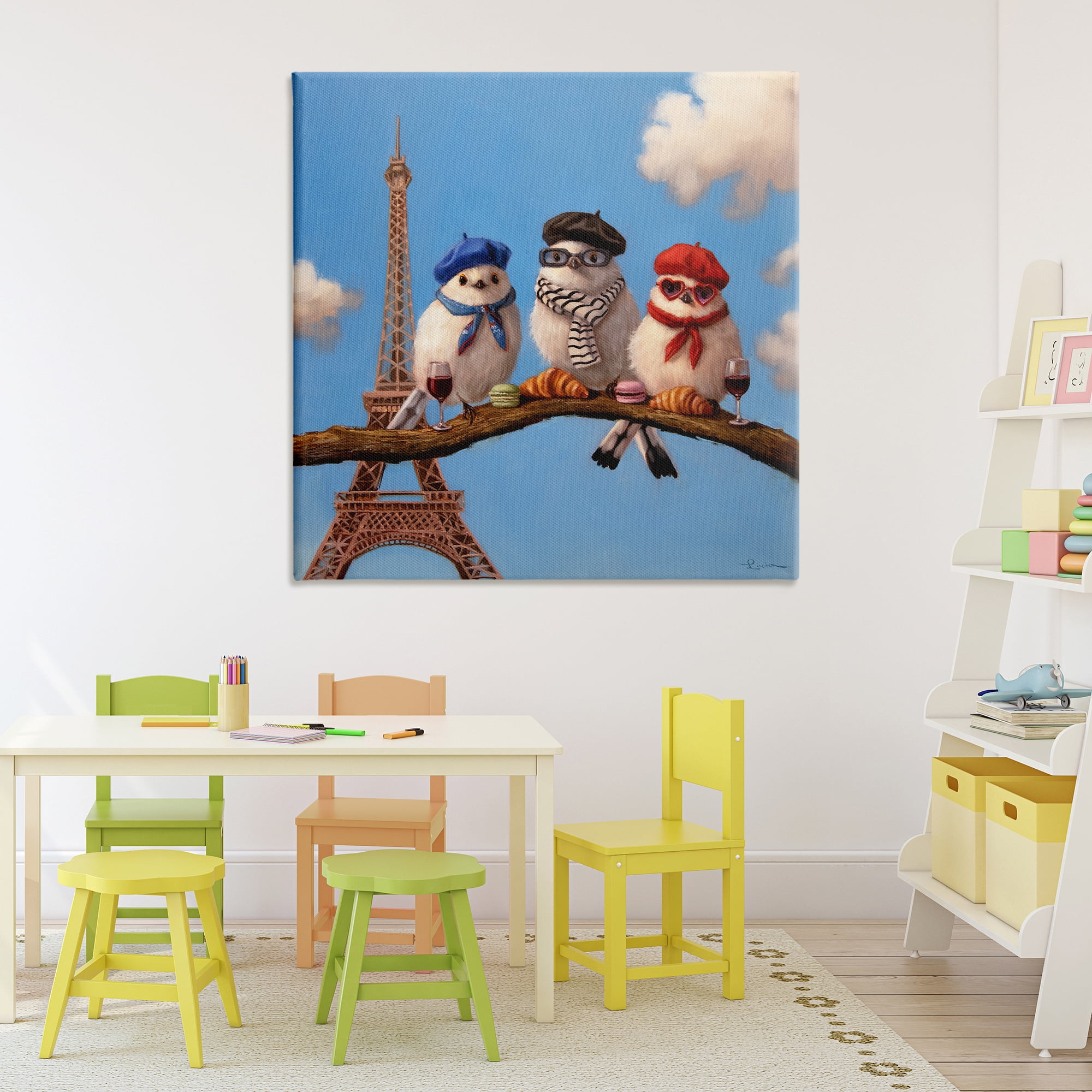 Stupell Industries Parisian Chic Birds in Paris Canvas Wall Art, design by Lucia Heffernan