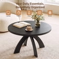 thumbnail image 4 of Ktaxon Mid-Century Coffee Table, 31.5" Wood Central Table with Cross Legs, Multifunctional Snack Table Compact Round Table for Living Room, Apartment, Small Spaces, Black, 4 of 9