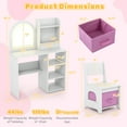 thumbnail image 3 of Gymax Kids Vanity Set Princess Girls Makeup Vanity Desk w/ 3-Color LED Lighted Mirror White, 3 of 10