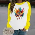 thumbnail image 5 of YueHuiYing Carnival Colorful Cartoon Character Print Women's Long Sleeve Loose Round Neck Casual Pullover, 5 of 6