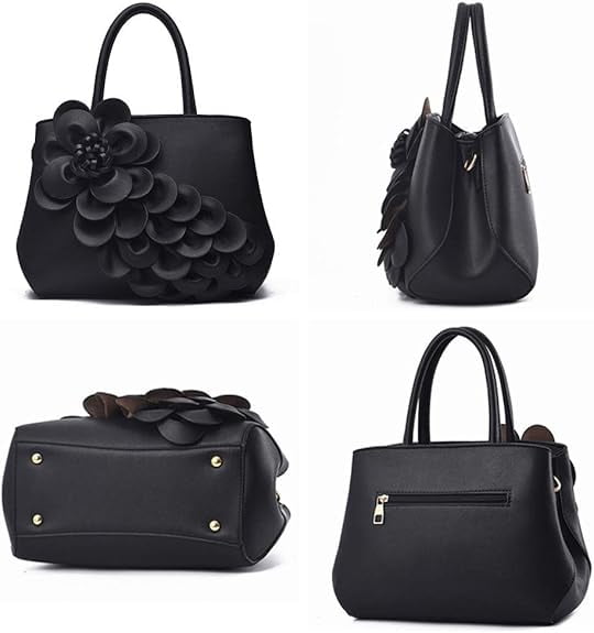 Women's Pu Leather Satchel Handbags 3D Flower Seris Evening Bags Crossbody Tote Purse Bag with Detachable Strap