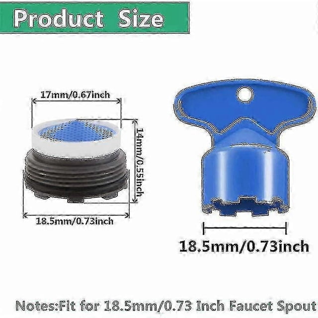 Aireador de grifo M18.5, 6 insertos de grifo de cocina con rosca externa, ahorrador de agua para grifo con 2 llaves para grifo