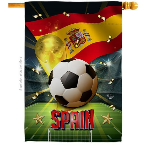 28 x 40 in. World Cup Spain Sports Soccer Double-Sided Vertical Decoration Banner House & Garden Flag - Yard Gift