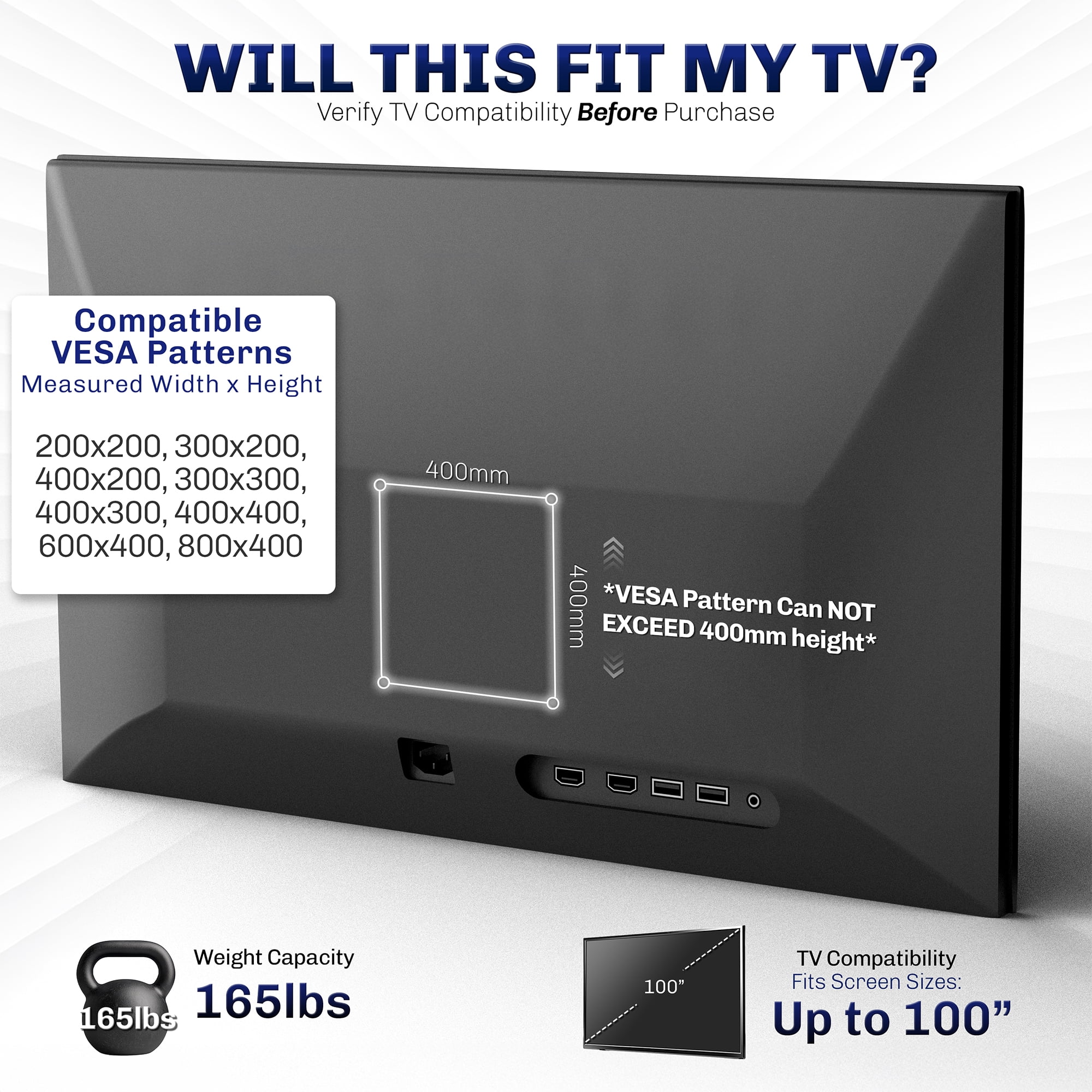 VIVO Ultra Heavy Duty 43” to 100” TV Wall Mount Curved and Flat Panel Screens