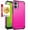 Pink, variant on TJS for Cricket Icon 2026 / AT&T Propel 3 5G Phone Case, with Tempered Glass Screen Protector, Tough Lined Design Hybrid Shockproof Protection Cover (Black)