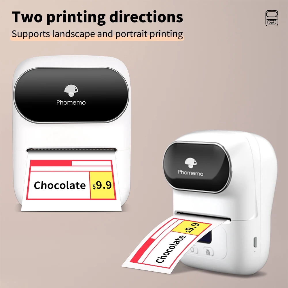 Phomemo M110 Portable Thermal Label Printer, Mini Barcode Sticker Printer for Business, School, Cable & Office Organization
