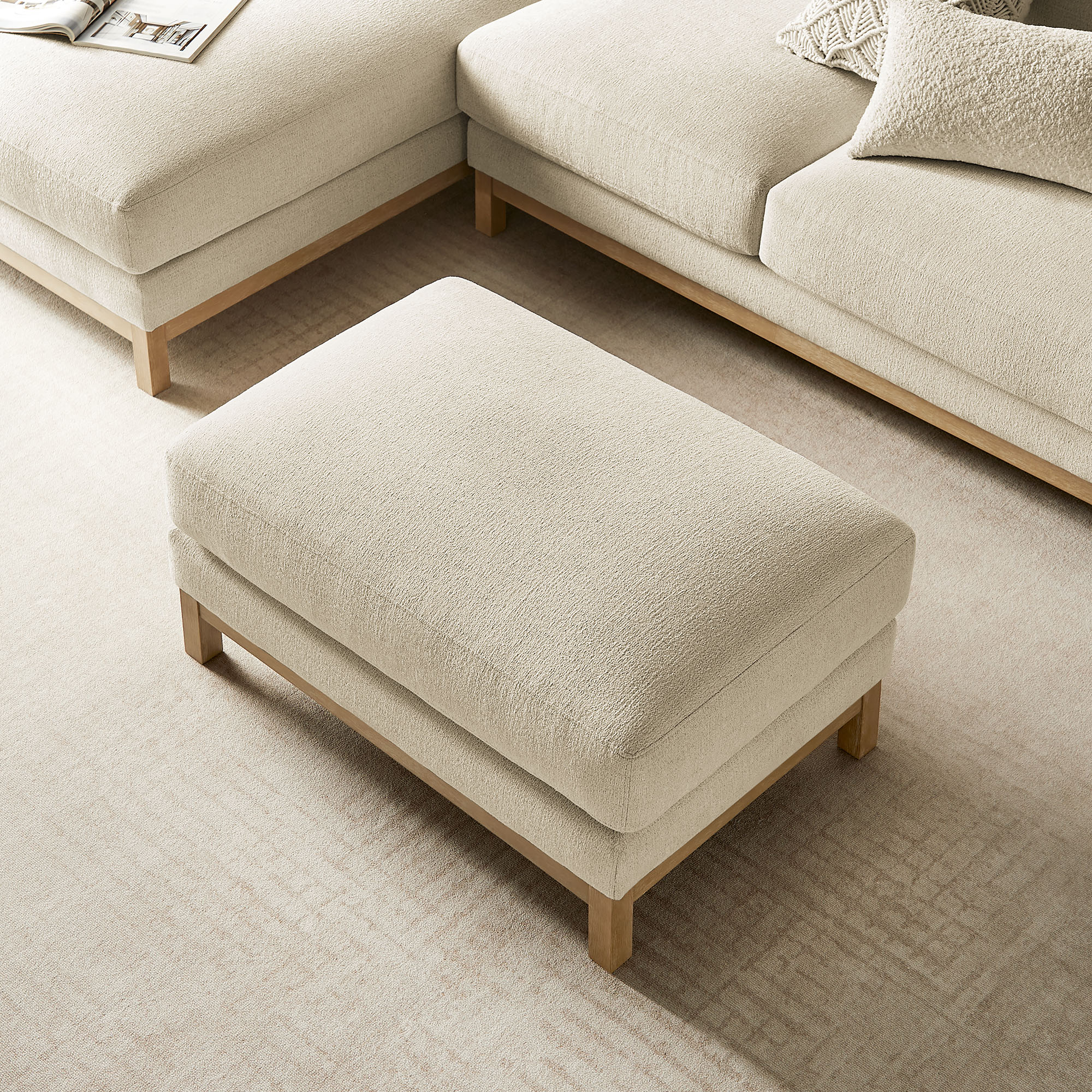 Modway Roscoe Fabric Ottoman in White
