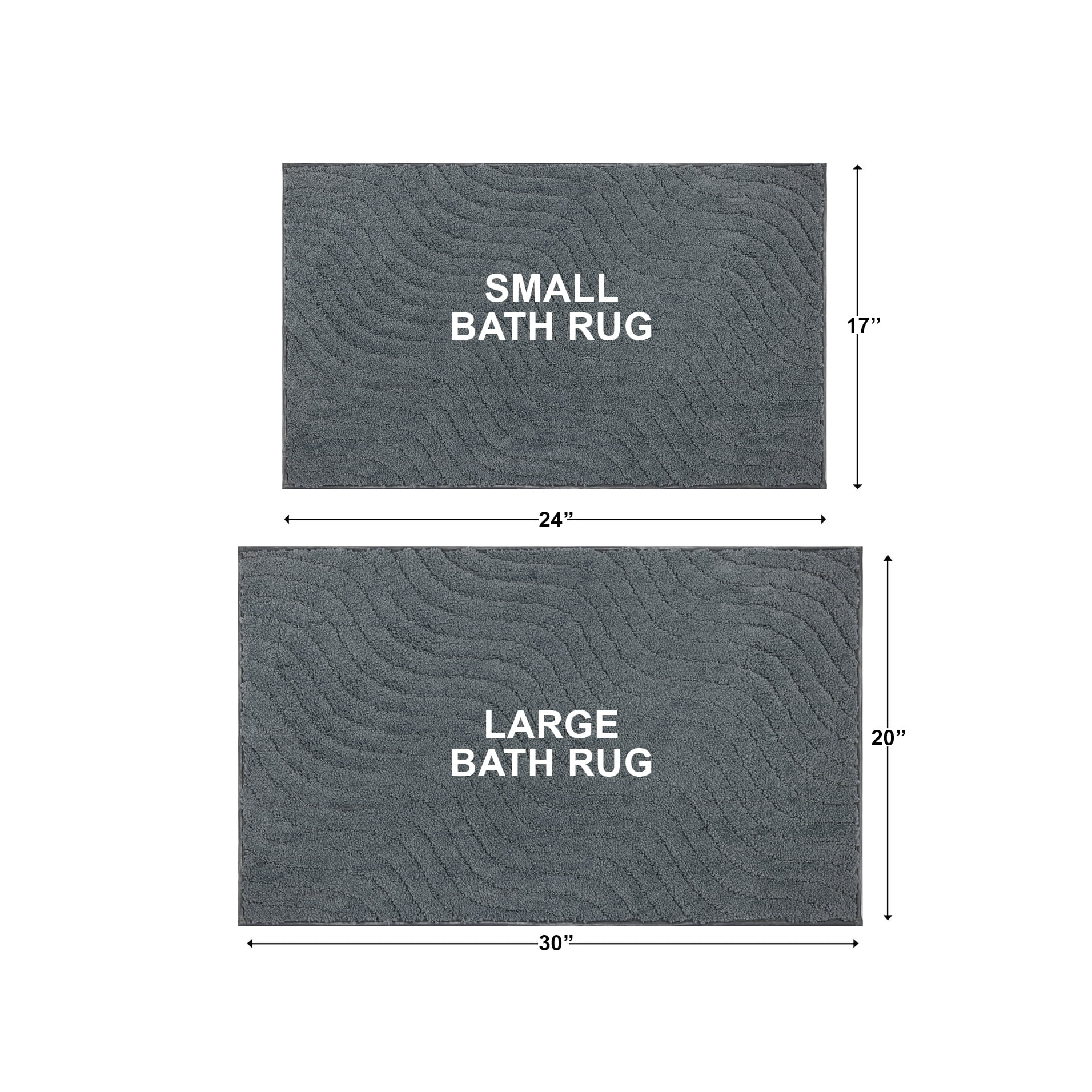 Mainstays Tufted Waves 2-Piece Bath Rug Set, Soothing Gray, 17 in x 24 in & 20 in x 30 in