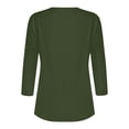 thumbnail image 4 of Hot6sl Économies d'Été Liquidation Manches Col Rond Blouses & Chemises, Blouse Mode Femme Manches 3/4 T-shirt Décontracté, Haut polyester Femme Vert Armée, m, 4 of 8