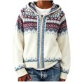 thumbnail image 2 of QUNYINEY Zip Up Sweater Cardigan Women Plus Size Cardigan Sweater Long Sleeve Hooded Knit Vintage Winter Tops, 2 of 5