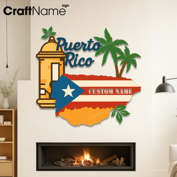 Craftnamesign Custom Puerto Rico Metal Sign, Metal Wall Art for Home Decor, Gift for Dad Mom
