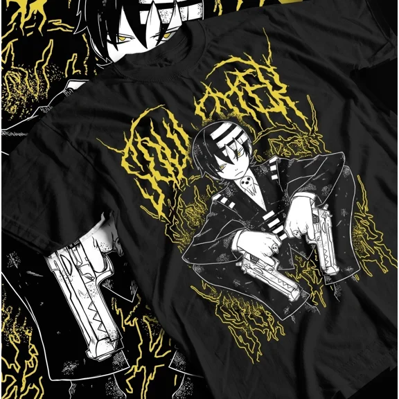 Reprint Rare Soul Eater T-Shirt Death the Kid Japanese Anime Black Star Gift Shirt All Size