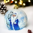 thumbnail image 5 of STP Goods Father Frost with Horse Glass Christmas Ball Ornament 3.9" (10 cm) Hand-Painted Christmas Tree Ornament Collectible Christmas Tree Hanging Decoration, Blue White, 5 of 5