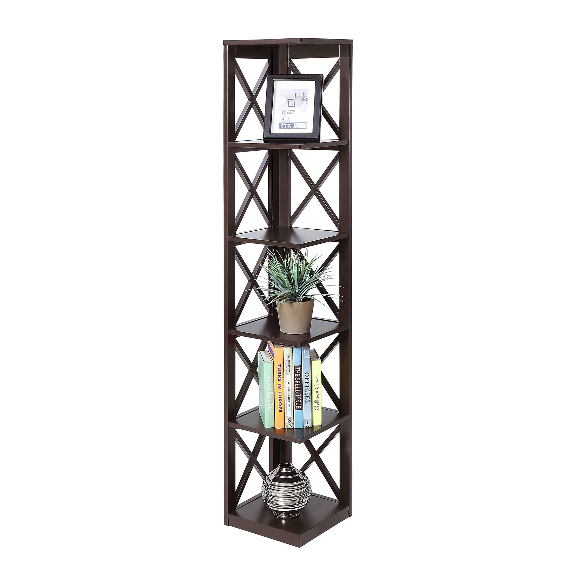 Convenience Concepts Oxford 5 Tier Corner Bookcase, Espresso