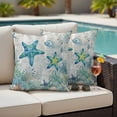 thumbnail image 5 of Outdoor Pillow Covers Pack of 2, Nautical Starfish Vintage Map Waterproof Throw Pillowcase Cushion Cases, Watercolor Coral Shell Decorative Pillow Cover for Couch Sofa Home Bed Patio, 5 of 9