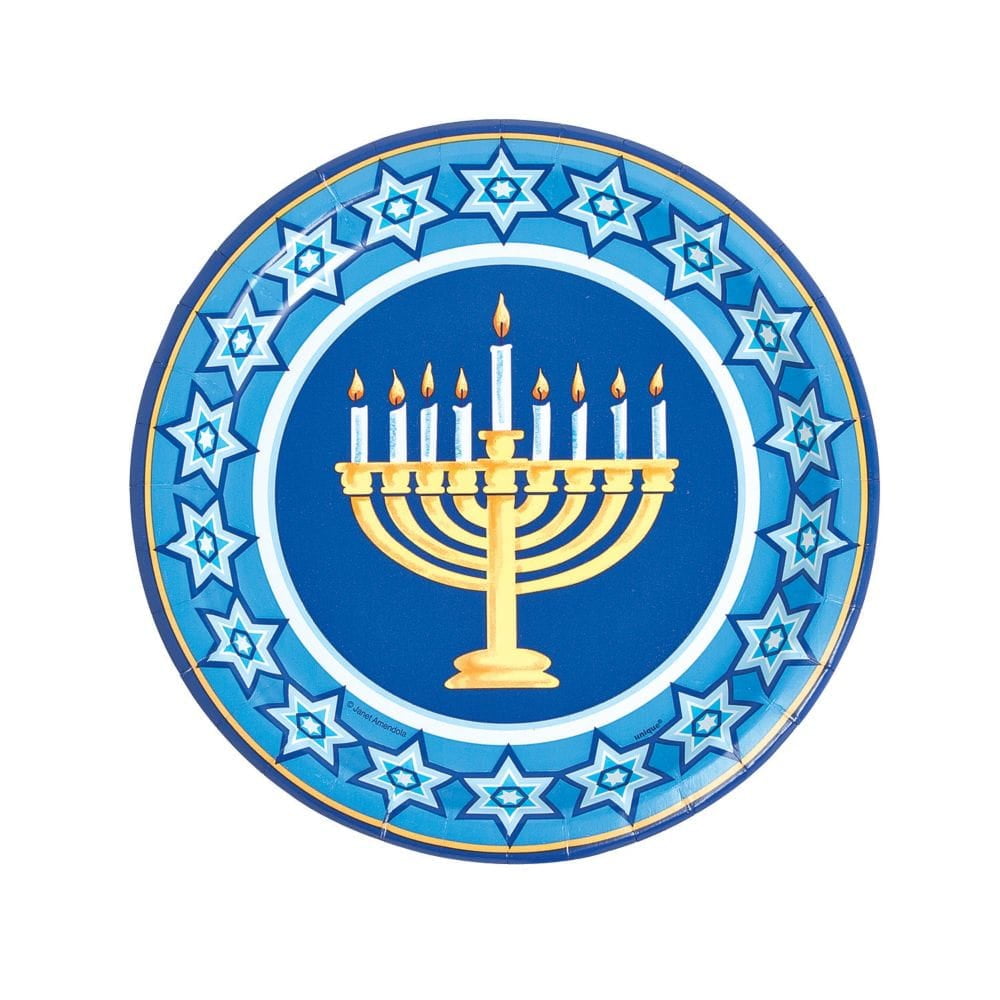 Happy Hanukkah Dinner Plates (8Pc) Party Supplies 1 Piece