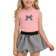 thumbnail image 2 of HAOTAGS Girls' Outfit Sets,Spring - Summer Solid - color Ice Silk Sleeveless Tops+ Short Skirts 2 Piece Sets Pink Size 9-10Years, 2 of 9