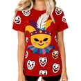 thumbnail image 1 of Camiseta de Manga Corta con Cuello de Tripulación de Impresión de Payaso Casual para Fiesta de Carnaval Verano Diario, 1 of 7