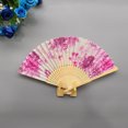 thumbnail image 4 of YAOMOBB Elegant Folding Fan Double Sided Flower Pattern Bamboo Catwalks Lightweight Hand Held Party Props, 4 of 7