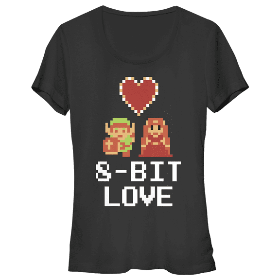 Junior's Nintendo Legend of Zelda 8-Bit Love Graphic Tee Black Small