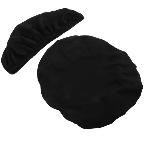 FOMIYES Toilet Tank and Seat Cover Set, Black Polyester, Simple and Classic Bathroom Decor