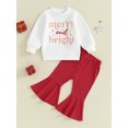 thumbnail image 3 of Toddler Baby Girl Christmas Outfit 9M 12M 18M 24M 3Y 4Y Merry Bright Sweatshirt Pullover Tops Red Bell Bottom Pants Set 2Pcs Xmas Fall Winter Clothes, 3 of 10