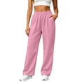 thumbnail image 2 of Sahpxhe Womens Workout Sweatpants Straight Wide Leg High Waist Drawstring Casual Loose Trousers with 3 Pockets for Running Gym Pink XXXL, 2 of 6