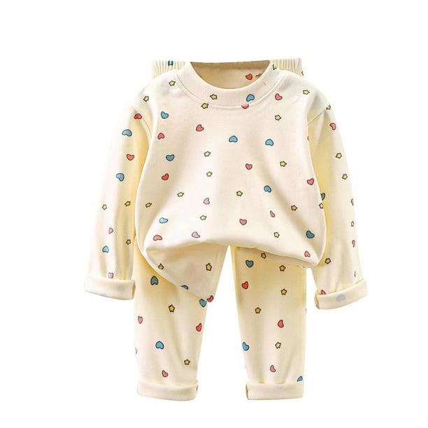 Odeerbi 3M-5Y Niños Niñas Algodón Pijamas Día de San Valentín Manga Larga Sleepwear Ropa de Casa Cuello Redondo Pijama Conjunto