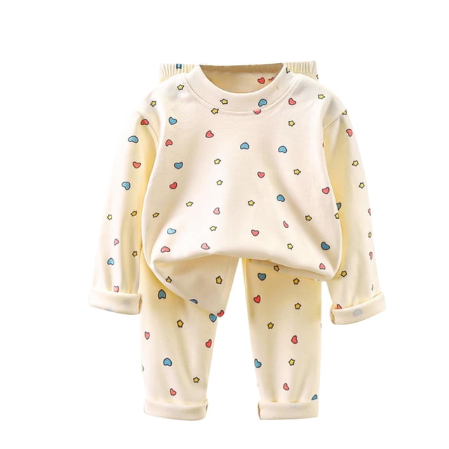 Odeerbi 3M-5Y Niños Niñas Algodón Pijamas Día de San Valentín Manga Larga Sleepwear Ropa de Casa Cuello Redondo Pijama Conjunto