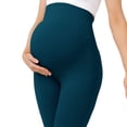 thumbnail image 4 of qolati Womens Maternity Leggings Over The Belly Pregnancy Tights Pants Casual High Waisted Yoga Workout Activewear Blue S, 4 of 5