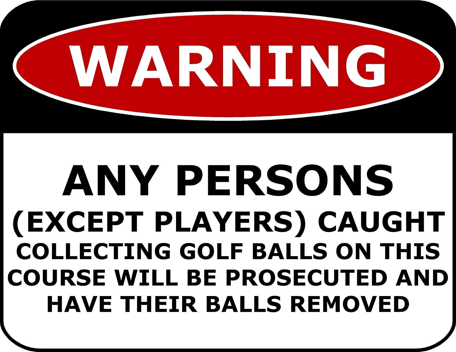 PCSCP Warning Any Persons (Except Players) Caught Collecting Golf Balls