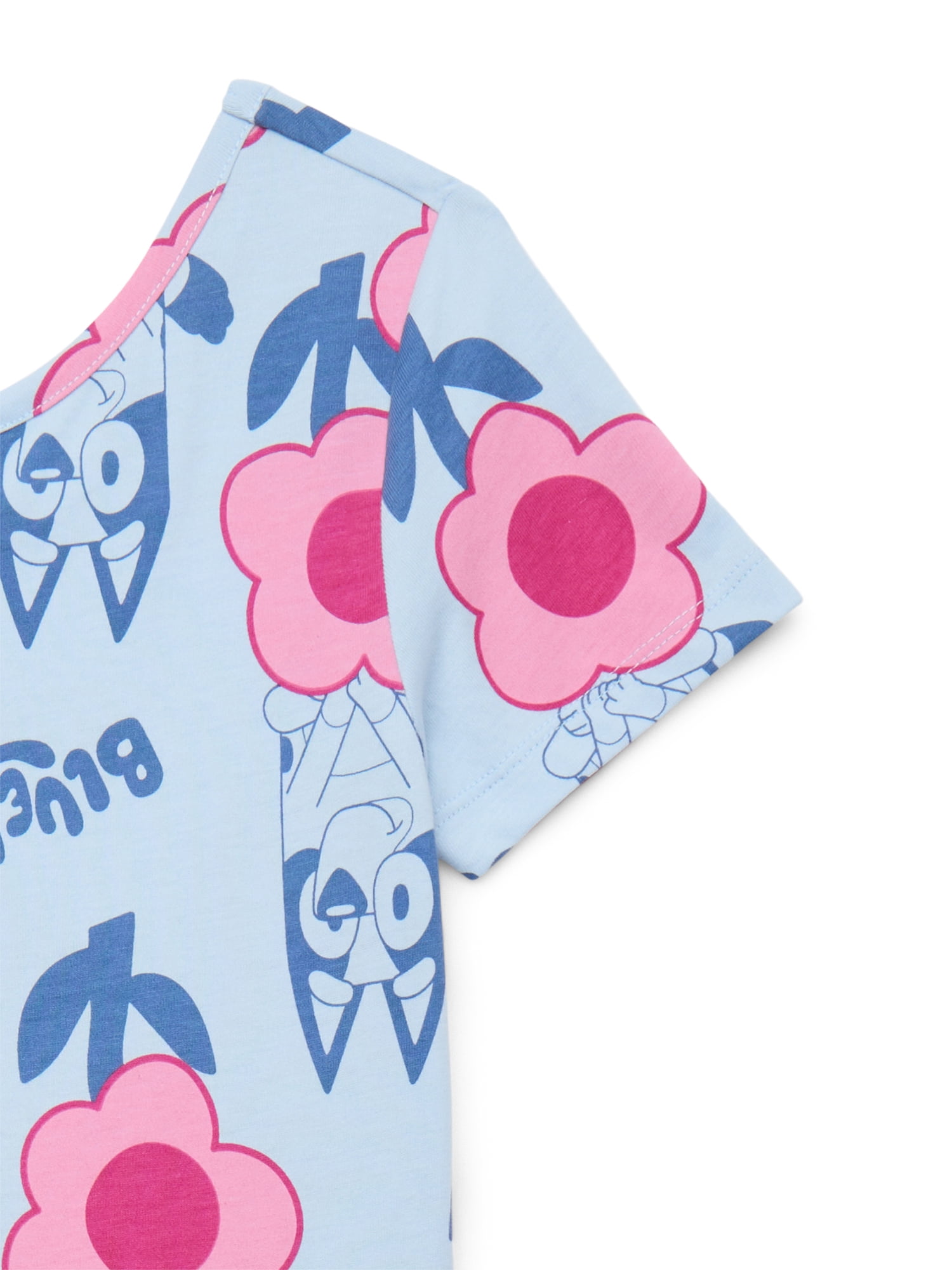 Bluey Girls Allover Print Dress with Short Sleeves, Sizes 4-12